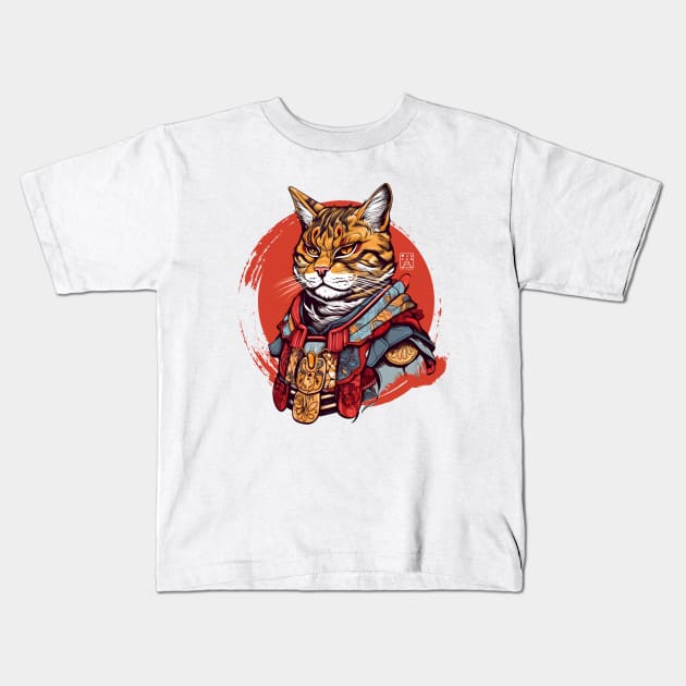 Samurai Cat Kids T-Shirt by Urban Warriors